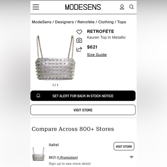 Retrofete Kauren cropped embellished chainmail camisole in silver NWT - Picture 5 of 9